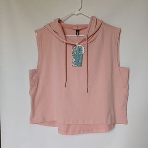 Cicibird Womens Hoodie Sleeveless Sweat Shirt XL Light Pink